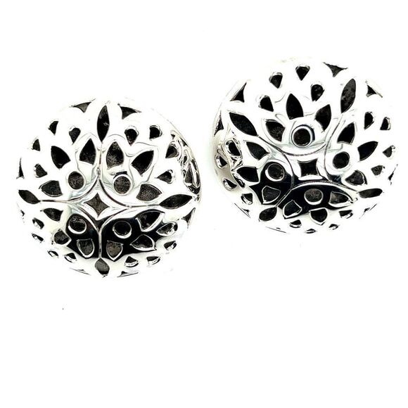 John Hardy Estate Large Button Clip on Earrings 1.5" Sterling Silver JH57 - Picture 6 of 8